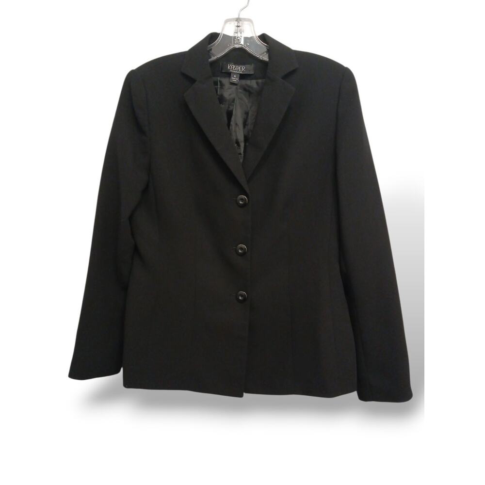 Kasper Separates Suit Jacket Blazer 6 Black Classic 3 Button Office Work HR Pro